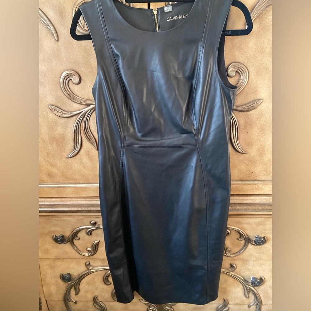 Sexy Calvin Klein faux leather sleeveless dress size 8